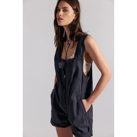 Free People Pants - We The Free Jude Shortalls Gray/Black Large